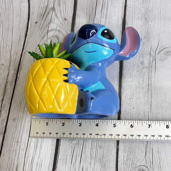 Disney Stitch Planter Figurine – 5.5" Tall – Pineapple Pot with Faux Plant - Picture 9 of 9